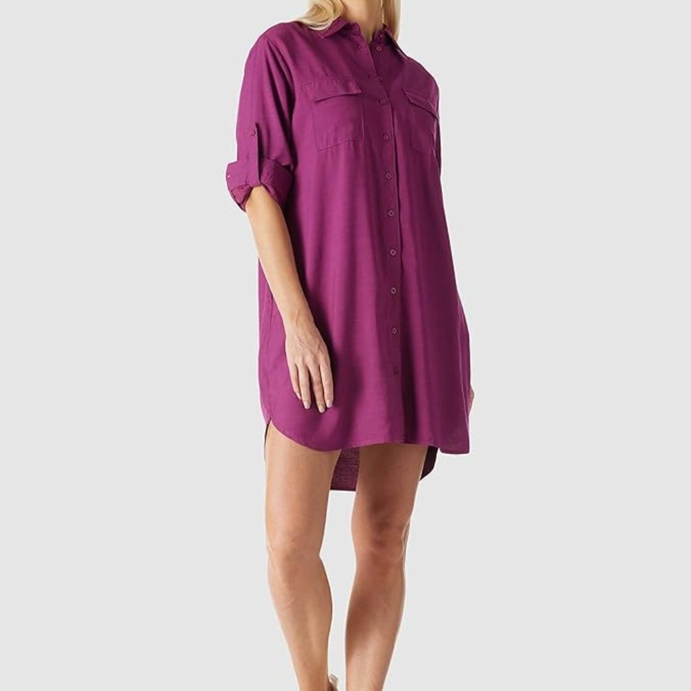 Purple Long Sleeved Shirt Dress
